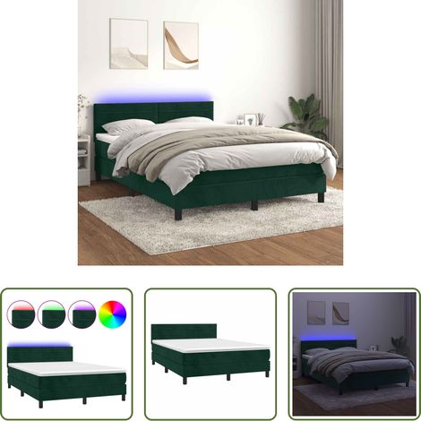 Matelas LED - Sommier à lattes de lit avec matelas LED Vert foncé 140x190 cm (1/5)
