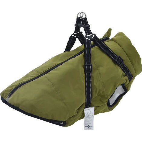 Dog Coat with Harness Waterproof Reflective Army Green 6XL vidaXL