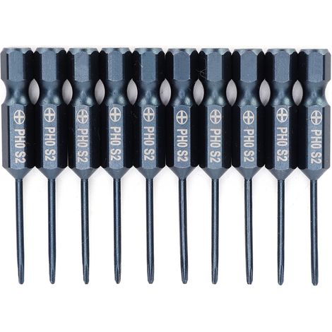 Lot de 10 embouts cruciformes S2 acier allié, résistants aux chocs, pour visseuse électrique et outillage manuel. (1/5)