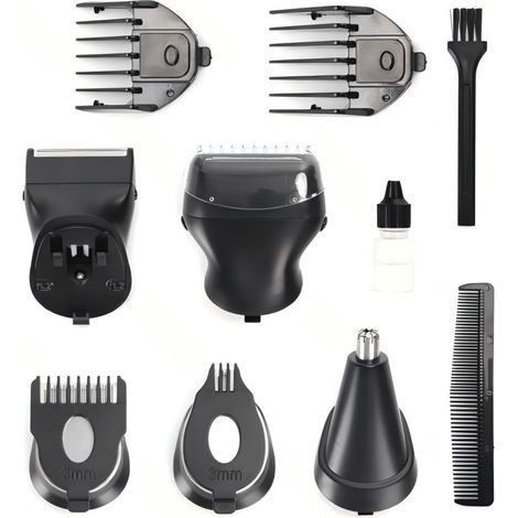 Kit Tondeuse 6 en 1 Aigostar Homme, Rasoir Électrique et Coupe-Cheveux, Lavable avec Base de Charge, Polyvalent et Hygiénique, pour Style Parfait à Domicile