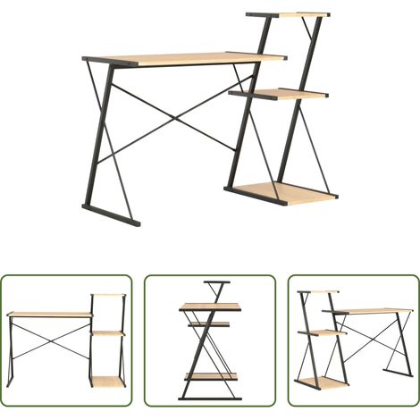 vidaXL Bureau avec étagère - Bureau avec étagère Noir et chêne 116x50x93 cm (1/5)