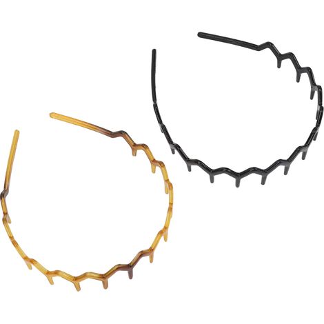 2pcs Serre-tête Zigzag Noir Marron, Peigne Requin Plastique en Forme de Dents, Arceau Cheveux pour Coiffure (1/5)