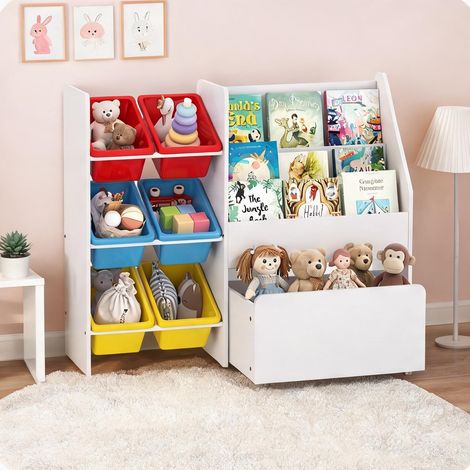 Meuble de rangement enfant en MDF et acier avec 6 bacs amovibles (1/5)