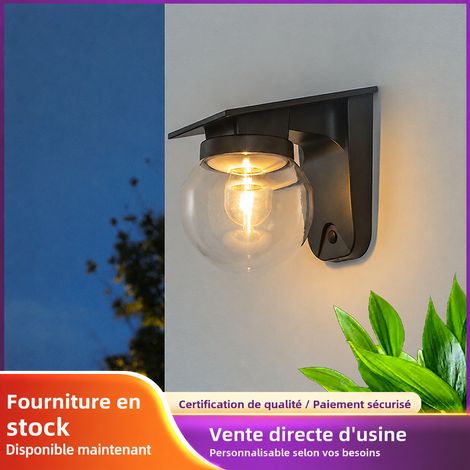 Applique murale solaire extérieure globe rond 130 transparent rétro lumière chaude étanche jardin terrasse 1 kg – Livraison gratuite (1/5)