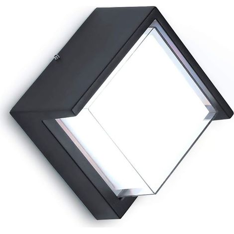 éclairage extérieur LED 12W / appliques murales carrées,appliques murales extérieures,botier en aluminium / IP65 étanche,intérieur et extérieur universel,lumière blanche froide (6000K) [classe énergét (1/5)