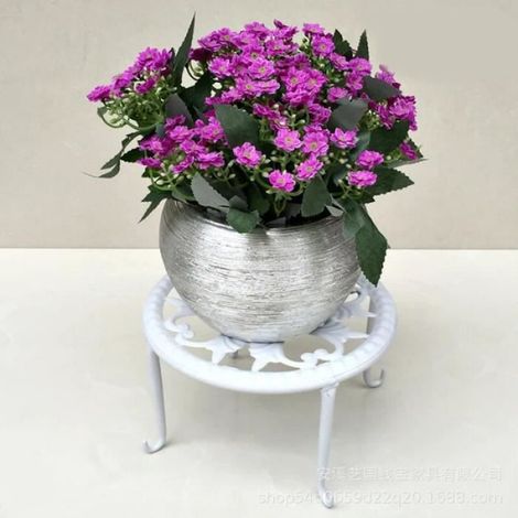 Blanc - Support Rond en Fer Forgé pour Plantes, Étagère à Fleurs, Présentoir de Basions de Jardin, Délégation (1/3)