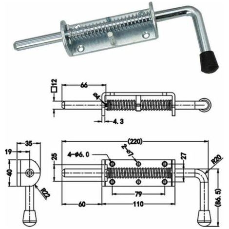 Spring Loaded Latch 220mm – Metal Barrel Latch – Corrosion Resistance – Rubber Handle for Easy Handling (1/4)