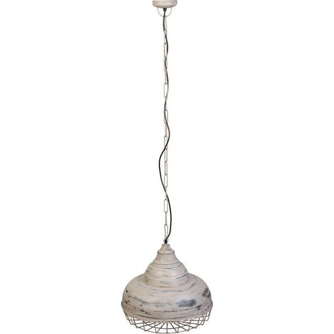 Suspension métal gris crème style industriel éclairage plafond - gris crème effet vieilli (1/5)