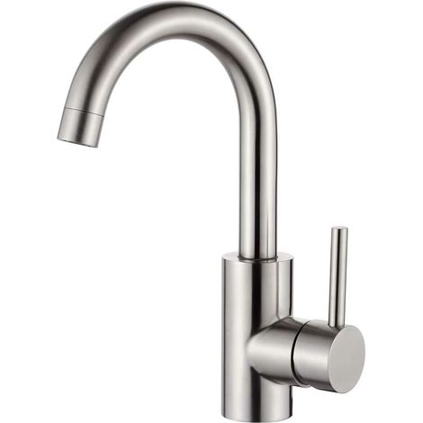 G1002A Irsmart – Badezimmer-Mischbatterie, 360° drehbarer Waschtisch-Wasserhahn, Einhebel-Waschtisch-Mischbatterie, heiß und kalt verstellbar, Grau, exklusiv bei Amazon (1/5)