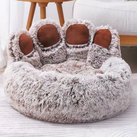 Panier Chien Chat Petite Taille 60cm,Multi-BrunCoussin Chiens Anti Stress Lavable et Antidérapant, Moelleux Lit pour Chien Peluche