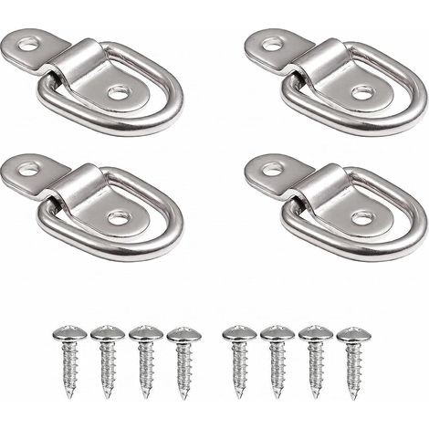 4 Pièces Anneau Arrimage D 500kg, Anillos de Amarre de D, Anillo de Amarre Remolque Acier pour Remorque, Camion, Bateau, Anneaux d'Ancrage, Avec Vis de Fixation, Sécuriser le Fret, Pour Plancher (1/5)