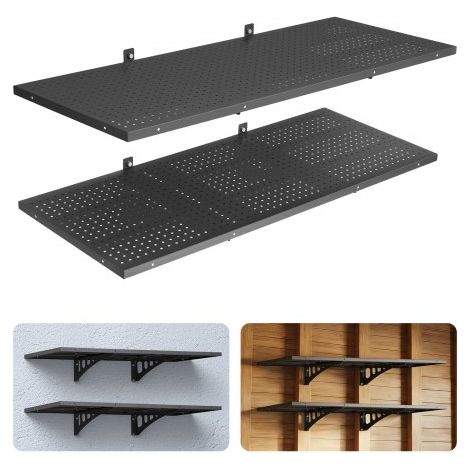 2er-Set Garagenregal 1219x503x200 mm Werkzeugaufbewahrung 127 kg pro Schicht Werkzeughalter Wand 1219x503 mm Regalfläche Aufbewahrungsregale Metallregal Werkzeug Organizer Wandregale (1/5)