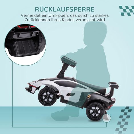 Voiture électrique Lamborghini sous licence pour enfants, avec effets sonores et protection anti-basculement, mesurant 67 cm x 28 cm x 38 cm. (1/5)