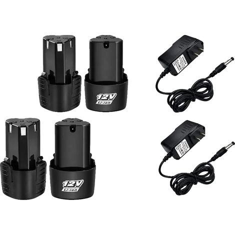 Batterie di ricambio per elettroutensili, 12V, 3000mAh agli ioni di litio, 3.0Ah x 4 - caricabatterie x 2 (1/2)
