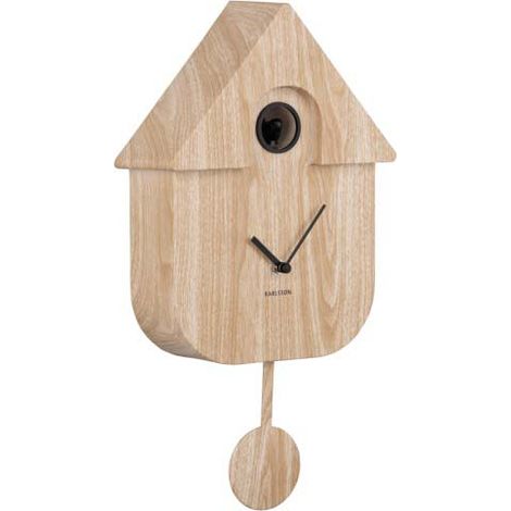 Horloge murale coucou en bois clair 41x21.5x8cm – Boîtier ABS et cadre métallique – Design moderne pour décoration intérieure – Karlsson (1/4)