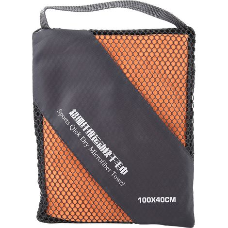 Serviette de sport microfibre 99x39cm séchage rapide pour natation et fitness adulte (Orange)