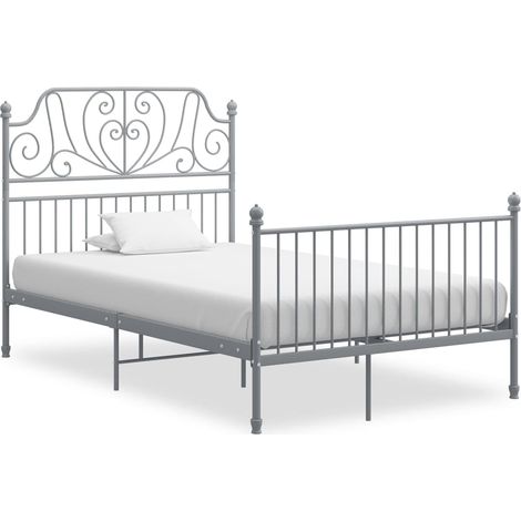 Grey Bed Frame Powder-coated metal Double Durable Bed Frame vidaXL (1/5)