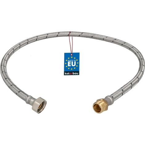 KOTARBAU® Flexible Robinet 1/2" x 3/8" - Flexible Eau - Tuyau Robinet 80 cm - Mâle x Femelle - Rallonge Robinet Cuisine Flexible - Acier Inoxydable - Tuyau Flexible Plomberie (1/4)