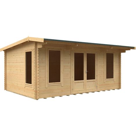 18x12 The Jacob 44mm Cabin - L535 x W355 x H247 cm - Solid Wood/Softwood/Pine - Natural