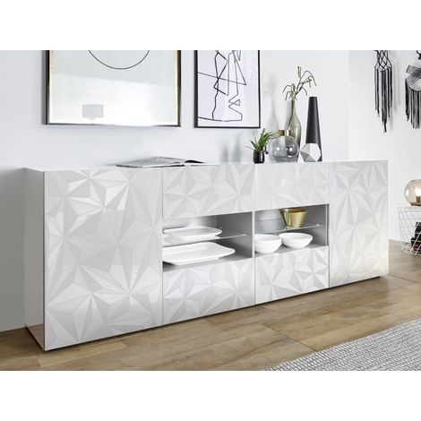 Buffet bas moderne laqué blanc 240cm avec LED CAPRI (1/5)