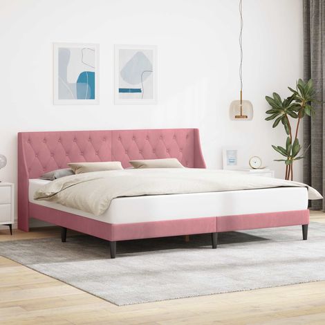 Bettrahmen mit Kopfteil Rosa 180 x 200 cm Samt