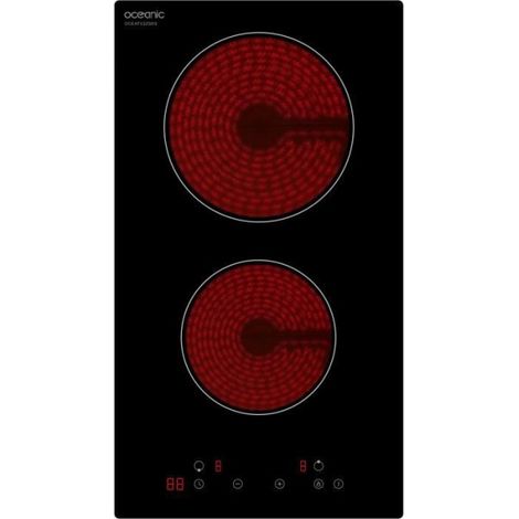Oceanic – Plaque vitrocéramique 2 foyers 2900W – Commandes sensitives – Réglage de puissance sur 9 niveaux – Zones de cuisson 16.5 et 20 cm