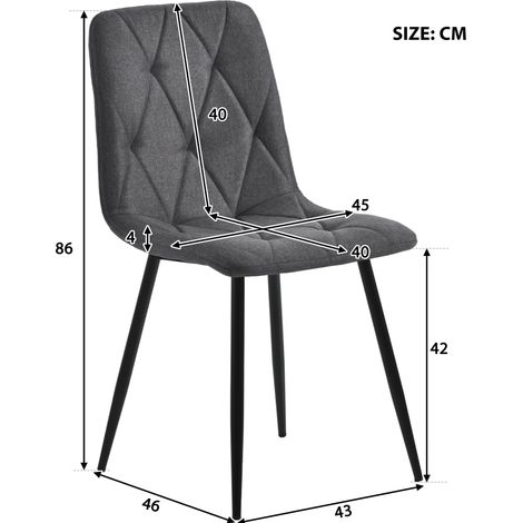 Ensemble table et chaises, 5 pièces, 1 table + 4 chaises, tissu effet lin et MDF, gris foncé (1/5)