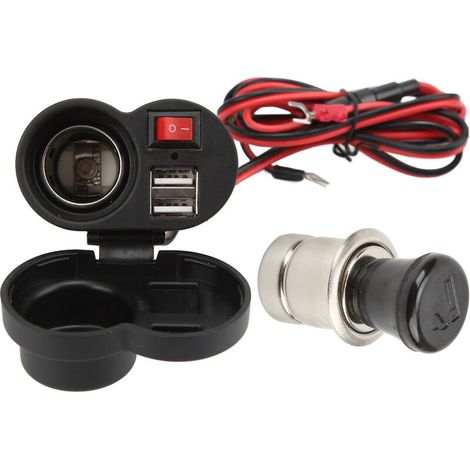 Jeffergarden Chargeur double USB étanche pour moto Prise allume-cigare multifonctionnelle DC1224V avec interrupteur pour VTT (1/5)