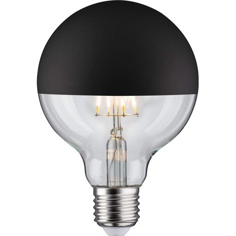Paulmann 28676 Lampadina LED filamento G95 6,5 Watt lampadina testina a specchio nero opaco 2700 K bianco caldo dimmerabile E27 (1/5)