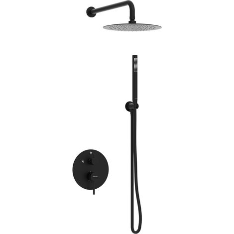BALNEO Système de douche avec pommeau de pluie noir Acier inoxydable  Mitigeur de douche avec douchette CASCADE (1/5)