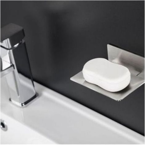 Porte Savon - Acier Inoxydable 304 - Salle De Bain Cuisine Balcon - Sans Perçage - 12 x 8,5 x 4,8 cm - 1 Pièce (1/4)