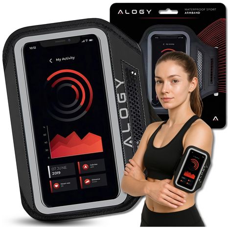 Brazalete deportivo impermeable Alogy para correr, funda impermeable para teléfono de 6,7 pulgadas, color negro. (1/5)