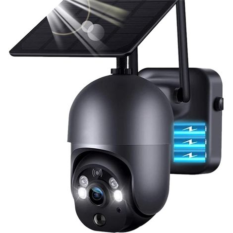 Caméra de sécurité à domicile Caméra IP solaire 4G 4MP HD batterie intégrée longue veille CCTV Surveillance caméra sans fil projecteur extérieur détection de mouvement 2K ( Size : WiFi Camera Add 128G (1/5)