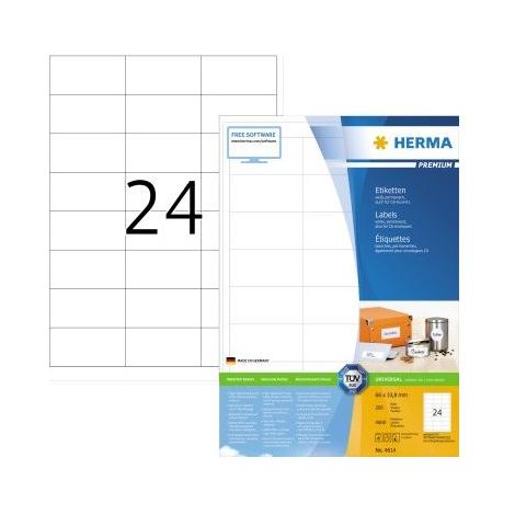 HERMA Etiketten Premium A4 weiß 66x33,8 mm Papier 4800 St. (4614) (1/5)