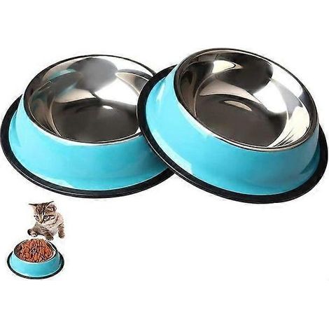 Gamelles en acier inoxydable pour chats, lot de 2, gamelles antidérapantes pour petits chiens et chats (1/5)