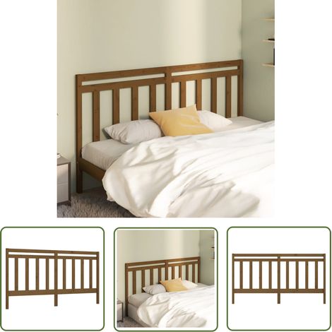 The Living Store Tête de lit Marron miel 206x4x100 cm Bois massif de pin - Tête De Lit - Meuble De Chambre - Tête De Lit En Bois - Décoration Chambre - Literie (1/5)