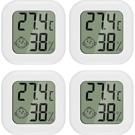 4 pièces Mini LCD Thermomètre Hygromètre Interieur Termometre Maison Convient pour Les Chambres D'enfants,Les Chambres de Personnes âgées etc (1/4)