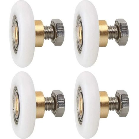 Set di 4 rulli per porta doccia da 27 mm, ruote di ricambio per porte doccia, rulli scanalati per porta doccia con viti, diametro 27 mm -Crezuo