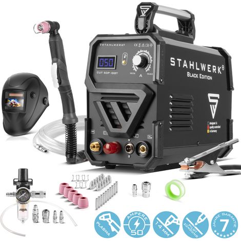 STAHLWERK Plasmaschneider CUT 50 P Digital Vollausstattung – 50 A Inverter Plasma Cutter mit Blowback-Zündung, digitaler Anzeige, THC-Schnittstelle für CNC-Höhenregelung, Schneidleistung max. bis 20mm (1/5)