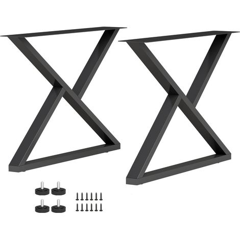 Pour Plateau de Table Lot de 2 Pieds de Meuble pour Projets DIY en Acier Forme en X Style Industriel Noir avec 12 Vis (1/5)