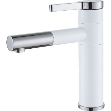 Essebagno Ultrate niedrige weiß verchromte Waschtischarmatur