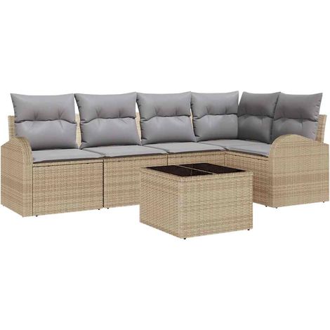 Maison Exclusive - Sofa Set mit Kissen 6 pcs Beige Polyester