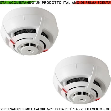 SENSORI DI FUMO 2 RILEVATORI TEMPERATURA SISTEMA MULTICRITERIO ANTINCENDIO 2 LED USCITA RELÈ E USCITA OC 14 MA SEGNALE REMOTO (1/4)