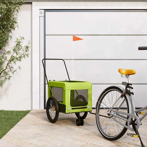 vidaXL Remolque de bicicleta mascotas hierro tela Oxford verde negro (1/5)