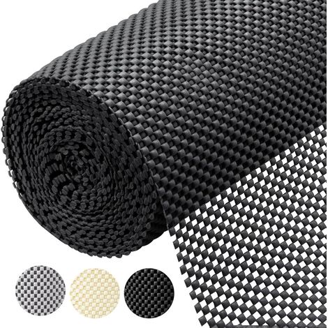 Tapis antidérapant pour placards et tiroirs, résistant et à forte adhérence, adapté aux placards de cuisine et espaces, 30 x 200 cm, noir (1/5)