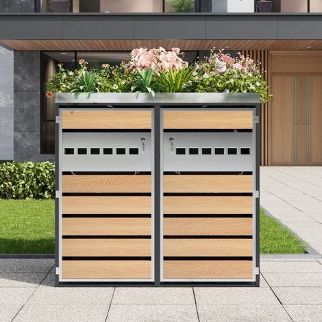 Bidoni per la raccolta, compartimenti di stoccaggio dei rifiuti con possibilità di blocco, due porte, area di piantagione, con funzione di ventilazione.
