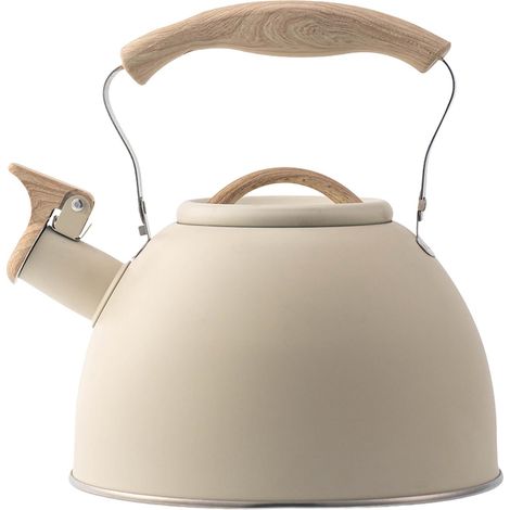 Bouilloire Sifflet - Acier Inoxydable - 3 L - Pour Cuisinière Induction Électrique À Gaz - Poignée Antichaleur - Beige (1/5)