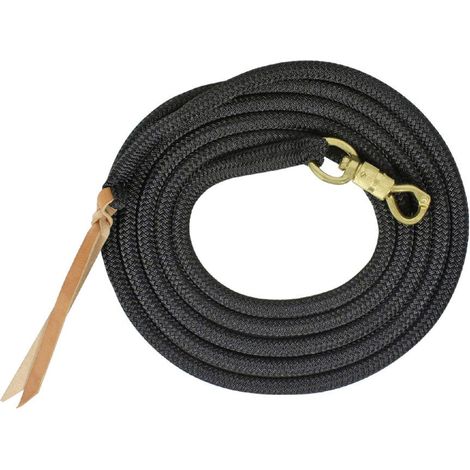 Taglia unica, Bianco: Longia soft control 3,68 m in nylon 14 mm con moschettone e punta in cuoio