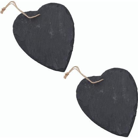 Cœur en ardoise à suspendre avec un ruban de jute, décoration tableau noir en ardoise, décoration murale (cœur de 2,12 cm)