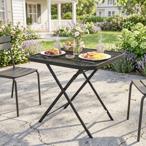 Table de jardin pliante 70 x 70 cm, table de balcon Wetterfest Table pliante à coupe carrée noir (1/5)